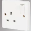 Crabtree Capital 13A 1-Gang SP Switched Plug Socket White -British General Shop 81793 P