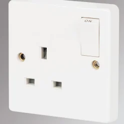 Crabtree Capital 13A 1-Gang SP Switched Plug Socket White