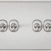 Knightsbridge SF4TOGBC 10AX 4-Gang 2-Way Light Switch Brushed Chrome -British General Shop 817TX P