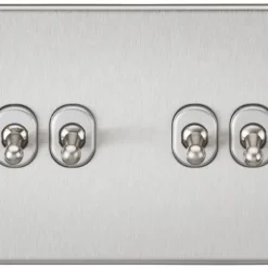 Knightsbridge SF4TOGBC 10AX 4-Gang 2-Way Light Switch Brushed Chrome