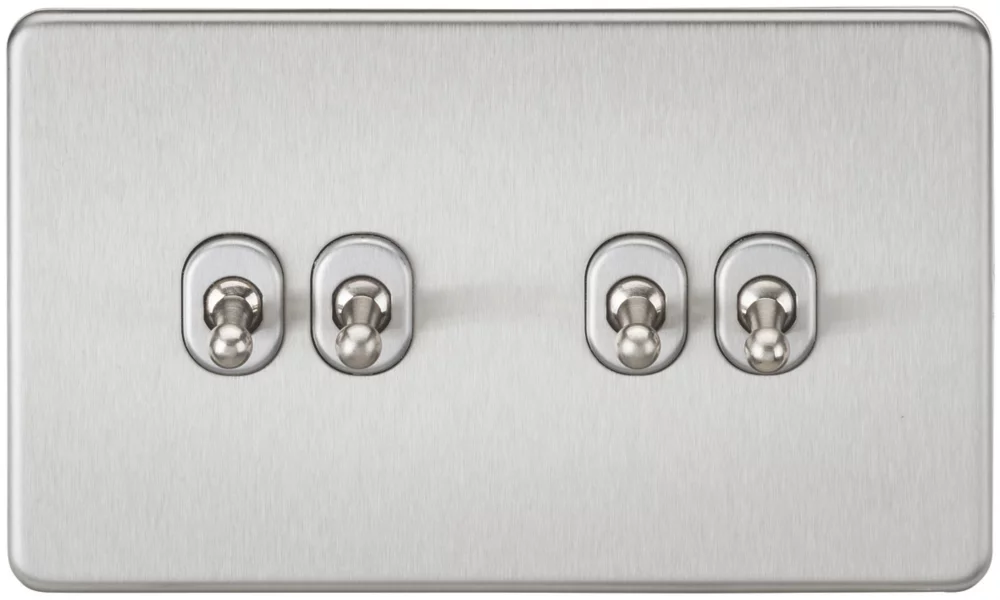 Knightsbridge SF4TOGBC 10AX 4-Gang 2-Way Light Switch Brushed Chrome 3 Knightsbridge SF4TOGBC 10AX 4-Gang 2-Way Light Switch Brushed Chrome