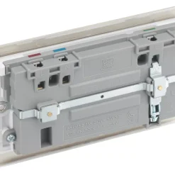 British General Nexus Metal 13A 2-Gang SP Switched Socket + 3.1A 2-Outlet Type A USB Charger Pearl Nickel With White Inserts -British General Shop 8208P A4