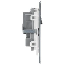 LAP 13A 2-Gang DP Switched Plug Socket Polished Chrome With White Inserts -British General Shop 82375 A4