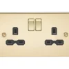 Knightsbridge FPR9000PB 13A 2-Gang DP Switched Double Socket Polished Brass With Black Inserts 2 Knightsbridge FPR9000PB 13A 2-Gang DP Switched Double Socket Polished Brass With Black Inserts -British General Shop 828TY P