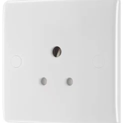 British General 800 Series 5A 1-Gang Unswitched Round Pin Socket White With White Inserts