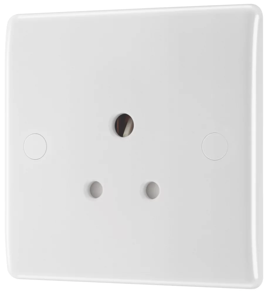 British General 800 Series 5A 1-Gang Unswitched Round Pin Socket White With White Inserts 3 British General 800 Series 5A 1-Gang Unswitched Round Pin Socket White With White Inserts