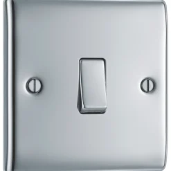 British General Nexus Metal 10AX 1-Gang 2-Way Light Switch Polished Chrome -British General Shop 830FT A2