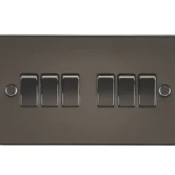 Knightsbridge FP4200GM 10AX 6-Gang 2-Way Light Switch Gunmetal