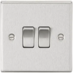 Knightsbridge CS3BC 10AX 2-Gang 2-Way Light Switch Brushed Chrome