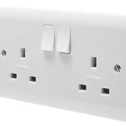 Crabtree Instinct 13A 2-Gang SP Switched Socket White