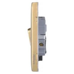 Schneider Electric Lisse Deco 20AX 1-Gang DP Control Switch Satin Brass With LED With Black Inserts -British General Shop 838FF A2