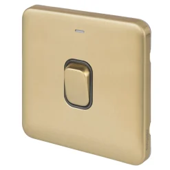 Schneider Electric Lisse Deco 20AX 1-Gang DP Control Switch Satin Brass With LED With Black Inserts
