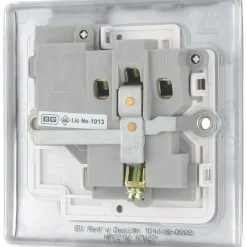 British General Nexus Metal 13A 1-Gang DP Switched Plug Socket Polished Chrome With White Inserts -British General Shop 838FT A3
