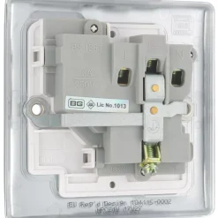 British General Nexus Metal 13A 1-Gang DP Switched Plug Socket Polished Chrome With White Inserts -British General Shop 838FT A5