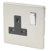 Varilight 13AX 1-Gang DP Switched Plug Socket Satin Chrome With Black Inserts