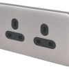 Schneider Electric Lisse Deco 13A 2-Gang Unswitched Plug Socket Brushed Stainless Steel With Black Inserts 1 Schneider Electric Lisse Deco 13A 2-Gang Unswitched Plug Socket Brushed Stainless Steel With Black Inserts -British General Shop 840FF P