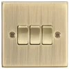 Knightsbridge CS4AB 10AX 3-Gang 2-Way Light Switch Antique Brass -British General Shop 840TX P