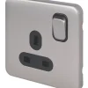 Schneider Electric Lisse Deco 13A 1-Gang DP Switched Plug Socket Brushed Stainless Steel With Black Inserts 2 Schneider Electric Lisse Deco 13A 1-Gang DP Switched Plug Socket Brushed Stainless Steel With Black Inserts -British General Shop 841FF P