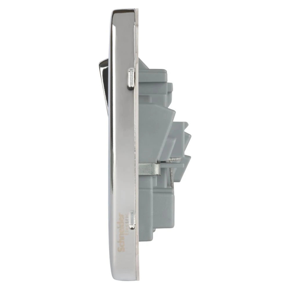 Schneider Electric Lisse Deco 13A 2-Gang SP Switched Plug Socket Polished Chrome With White Inserts 5 Schneider Electric Lisse Deco 13A 2-Gang SP Switched Plug Socket Polished Chrome With White Inserts - Image 3
