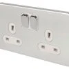 Schneider Electric Lisse Deco 13A 2-Gang SP Switched Plug Socket Polished Chrome With White Inserts -British General Shop 842FF P