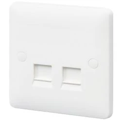MK Base Double RJ45 Ethernet Socket White With White Inserts