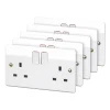 MK Logic Plus 13A 2-Gang DP Switched Plug Socket White 5 Pack -British General Shop 8458R P