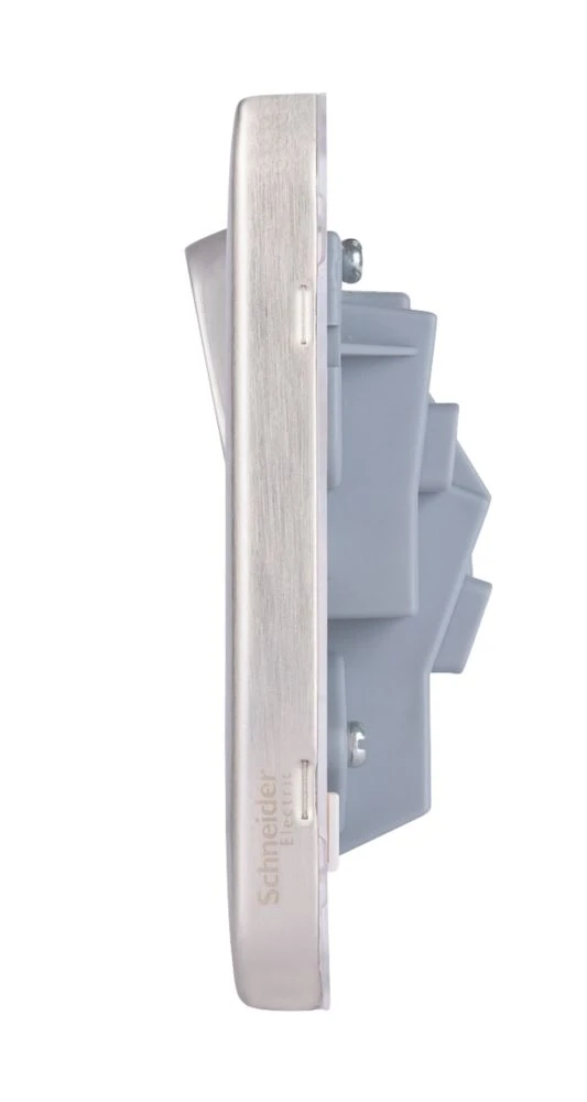 Schneider Electric Lisse Deco 13A 1-Gang SP Switched Plug Socket Brushed Stainless Steel With White Inserts 5 Schneider Electric Lisse Deco 13A 1-Gang SP Switched Plug Socket Brushed Stainless Steel With White Inserts - Image 3