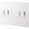 British General 900 Series 10AX 4-Gang 2-Way Light Switch White
