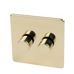 Crabtree Platinum 2-Gang 2-Way Dimmer Switch Polished Brass