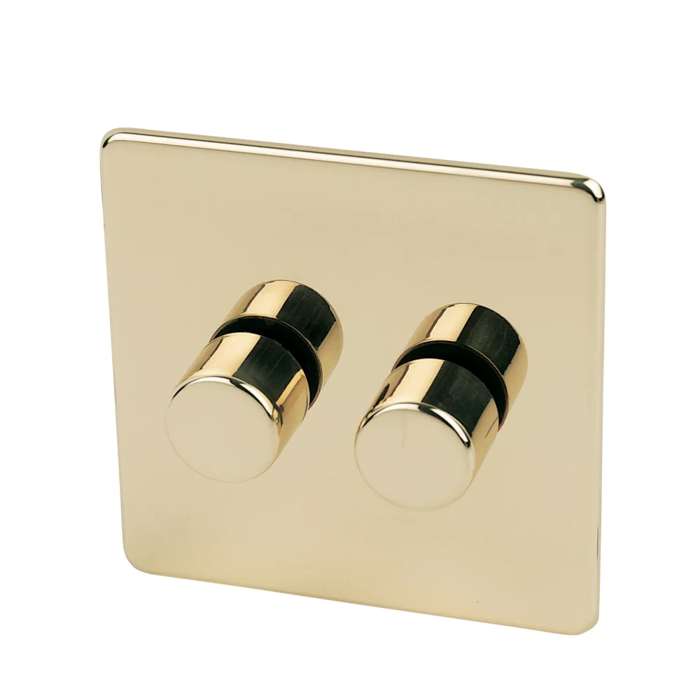 Crabtree Platinum 2-Gang 2-Way Dimmer Switch Polished Brass 3 Crabtree Platinum 2-Gang 2-Way Dimmer Switch Polished Brass
