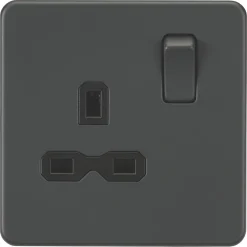 Knightsbridge SFR7000AT 13A 1-Gang DP Switched Single Socket Anthracite With Black Inserts