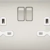 Knightsbridge 13A 2-Gang DP Switched Double Socket Pearl With White Inserts -British General Shop 848TY P