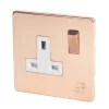 Varilight 13AX 1-Gang DP Switched Plug Socket Anti-Microbial Copper With White Inserts -British General Shop 8503H P
