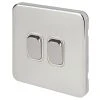 Schneider Electric Lisse Deco 10AX 2-Gang 2-Way Light Switch Polished Chrome With White Inserts -British General Shop 851FF P