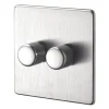 Crabtree Platinum 2-Gang 2-Way Dimmer Switch Satin Chrome -British General Shop 85223 P