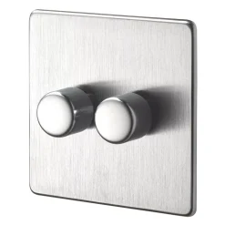 Crabtree Platinum 2-Gang 2-Way Dimmer Switch Satin Chrome