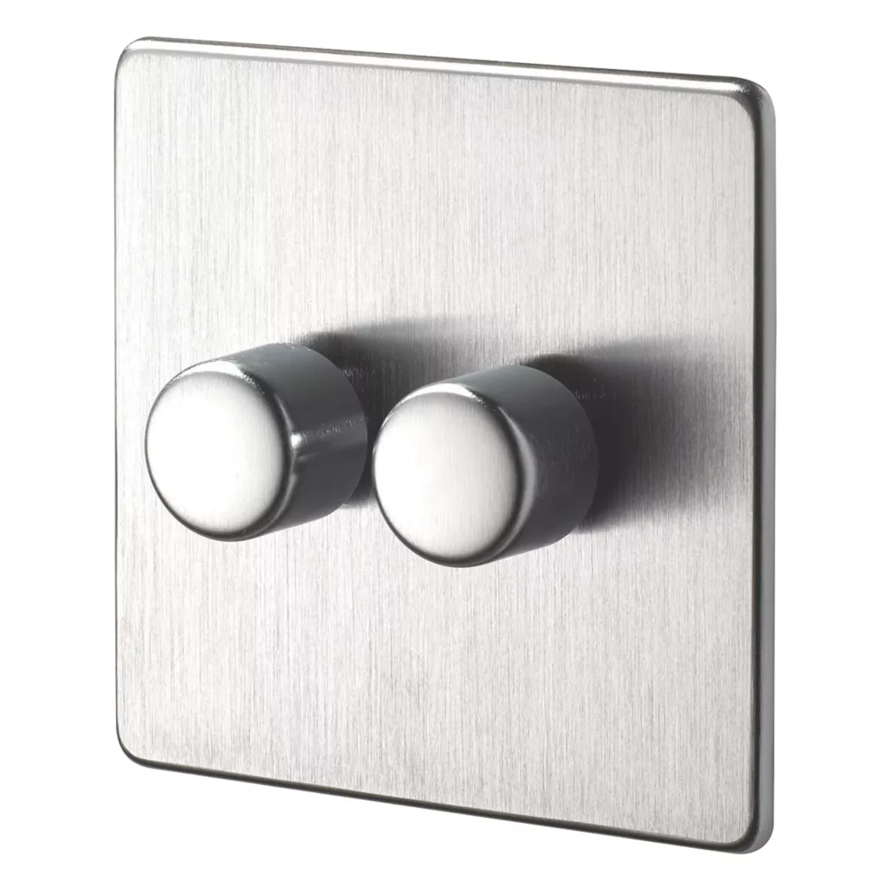 Crabtree Platinum 2-Gang 2-Way Dimmer Switch Satin Chrome 3 Crabtree Platinum 2-Gang 2-Way Dimmer Switch Satin Chrome