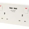 British General 900 Series 13A 2-Gang SP Switched Socket + 3.1A 2-Outlet Type A USB Charger White -British General Shop 8529P P