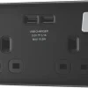 British General Nexus Metal 13A 2-Gang SP Switched Socket + 3.1A 2-Outlet Type A USB Charger Matt Black With Black Inserts 2 British General Nexus Metal 13A 2-Gang SP Switched Socket + 3.1A 2-Outlet Type A USB Charger Matt Black With Black Inserts -British General Shop 852XG P