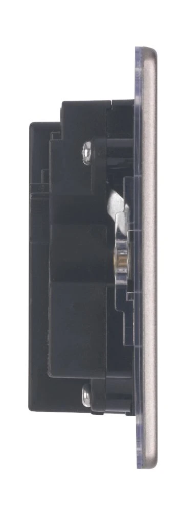 Varilight 13AX 2-Gang Unswitched Socket + 2.1A 2-Outlet Type A USB Charger Slate Grey With Black Inserts 5 Varilight 13AX 2-Gang Unswitched Socket + 2.1A 2-Outlet Type A USB Charger Slate Grey With Black Inserts - Image 3