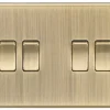 Knightsbridge CS41AB 10AX 4-Gang 2-Way Light Switch Antique Brass -British General Shop 856TY P