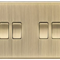 Knightsbridge CS41AB 10AX 4-Gang 2-Way Light Switch Antique Brass