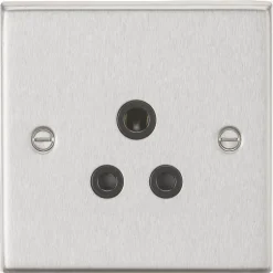 Knightsbridge CS5ABC 5A 1-Gang Unswitched Socket Brushed Chrome With Black Inserts