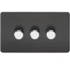 Knightsbridge SF2183MB 3-Gang 2-Way LED Dimmer Switch With Chrome Buttons Matt Black -British General Shop 858TX P
