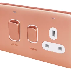 Schneider Electric Lisse Deco 45A 2-Gang DP Cooker Switch Copper With LED With White Inserts