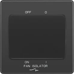 British General Evolve 10A 1-Gang 3-Pole Fan Isolator Switch Black With Black Inserts -British General Shop 859PX A2