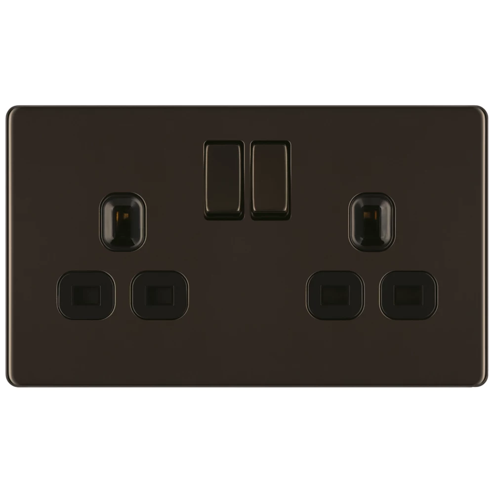 LAP 13A 2-Gang DP Switched Power Socket Black Nickel With Black Inserts 4 LAP 13A 2-Gang DP Switched Power Socket Black Nickel With Black Inserts - Image 2