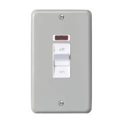MK Contoura 50A 2-Gang DP Control Switch Grey With Neon With White Inserts -British General Shop 861RG A1