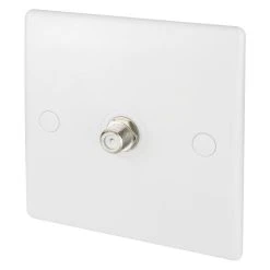 Schneider Electric Ultimate Slimline 1-Gang F-Type Satellite Socket White With Colour-Matched Inserts