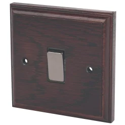 Varilight 20AX 1-Gang DP Control Switch Dark Oak With Black Inserts